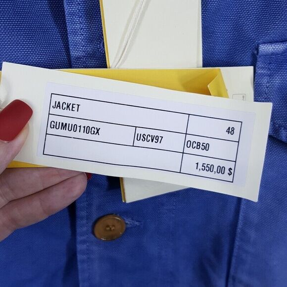 MARNI Barn Jacket Mens Size 48 Blue Overdyed Cotton Canvas Adjustable $1550 - Picture 5 of 10